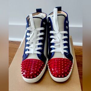 Christian Louboutin Lou Spikes Flat Pat/Calf/C Caviar/SP/GG - SZ 45